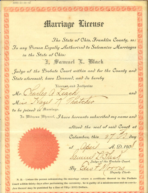 marriage license